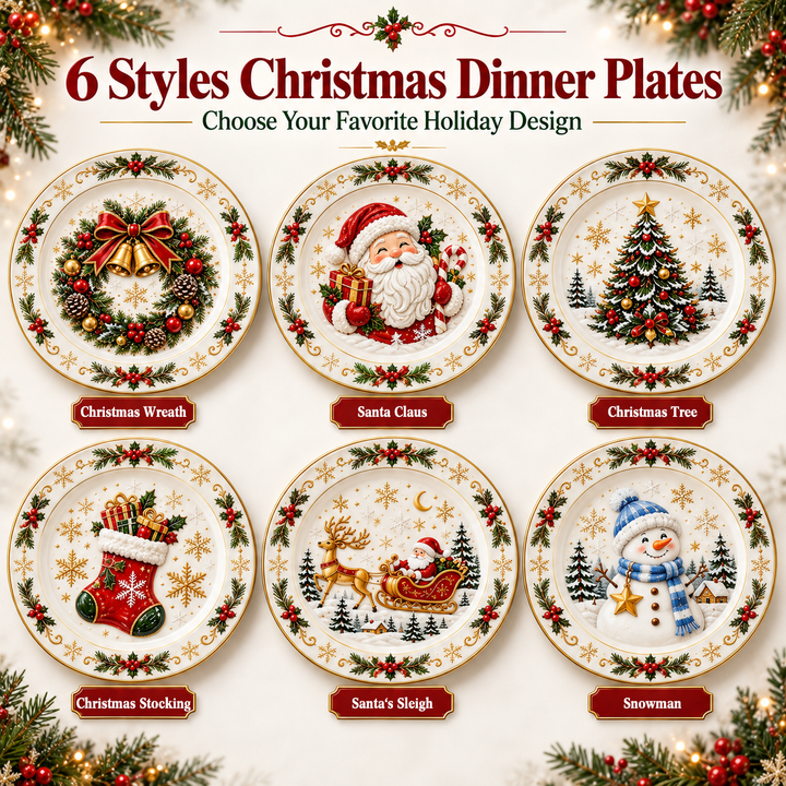Christmas Dinner Plate Collection – 6 Festive Holiday Designs