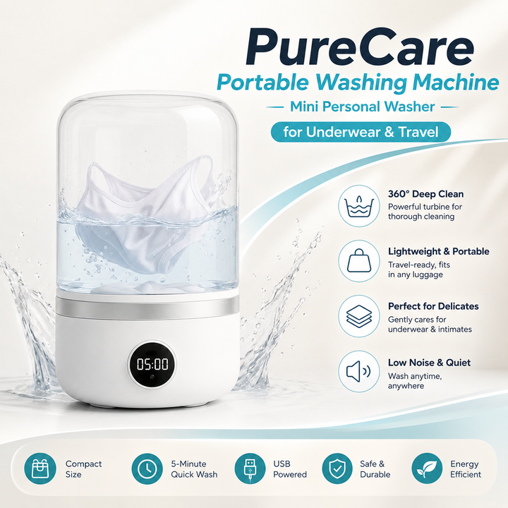 PureCare Portable Washing Machine — Mini Personal Washer for Underwear &amp; Travel