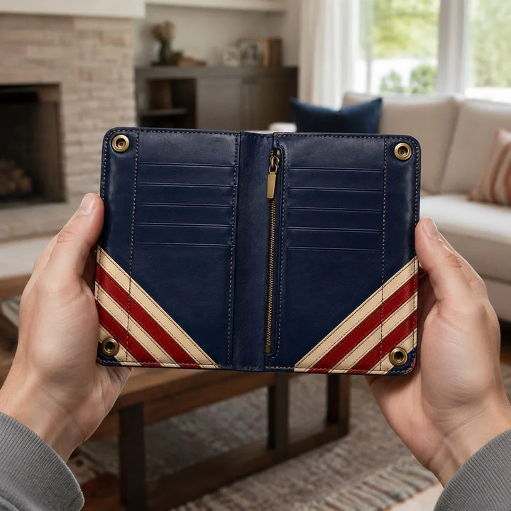 🦅 Personalized American Eagle Patriotic Leather Wallet 🇺🇸