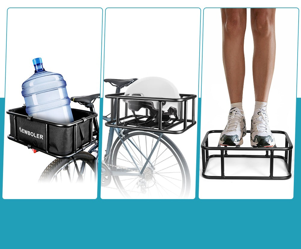Heavy-Duty Rear Bike Basket with Rack – Large Metal Bicycle Carrier for Groceries, Commutes &amp; E-Bikes