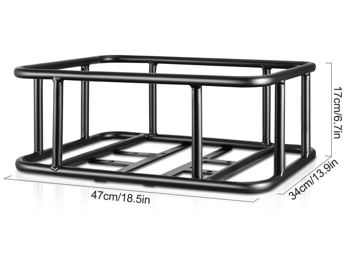 Heavy-Duty Rear Bike Basket with Rack – Large Metal Bicycle Carrier for Groceries, Commutes &amp; E-Bikes