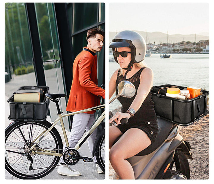 Heavy-Duty Rear Bike Basket with Rack – Large Metal Bicycle Carrier for Groceries, Commutes &amp; E-Bikes