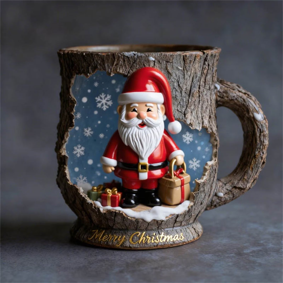 Christmas Scene Mug - 3D Snowman Santa Reindeer Mug