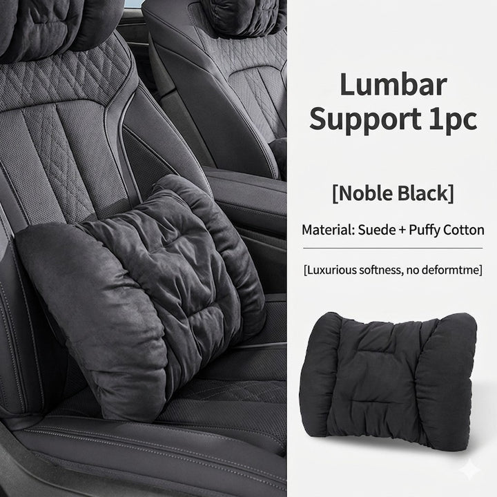 Cloud-like Suede-Touch Car Headrest &amp; Lumbar Set – Premium Driving Comfort