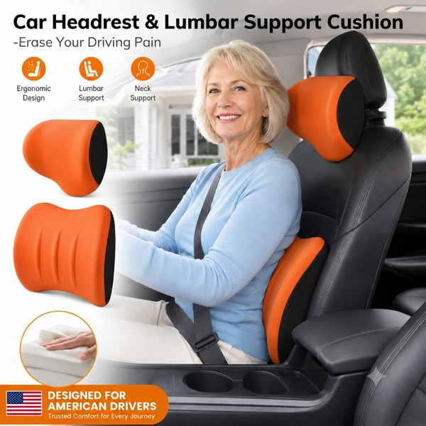 Car Headrest & Lumbar Support Cushion-Erase Your Driving Pain