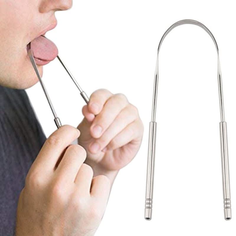 Stainless steel tongue scraper for fresh breath &amp; oral hygiene