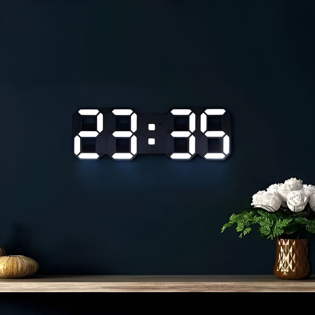 PixelTime Clock – Modern 3D LED Digital Wall Clock with Temperature, Date &amp; Alarm