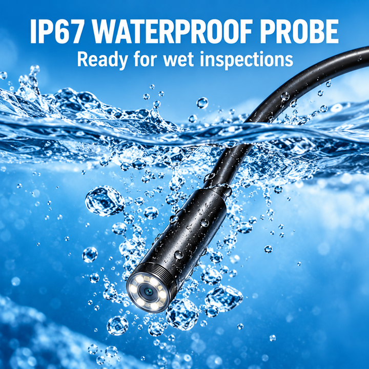Plug-and-Play Endoscope Camera with Light – HD Inspection for Pipes &amp; Walls