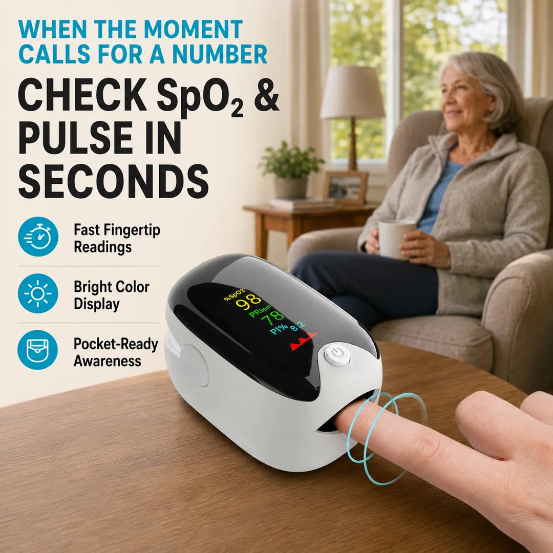 Fingertip Pulse Oximeter — Quick SpO2 &amp; Heart Rate at Home
