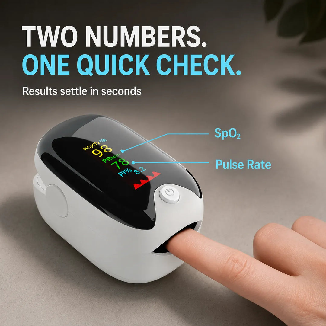 Fingertip Pulse Oximeter — Quick SpO2 &amp; Heart Rate at Home