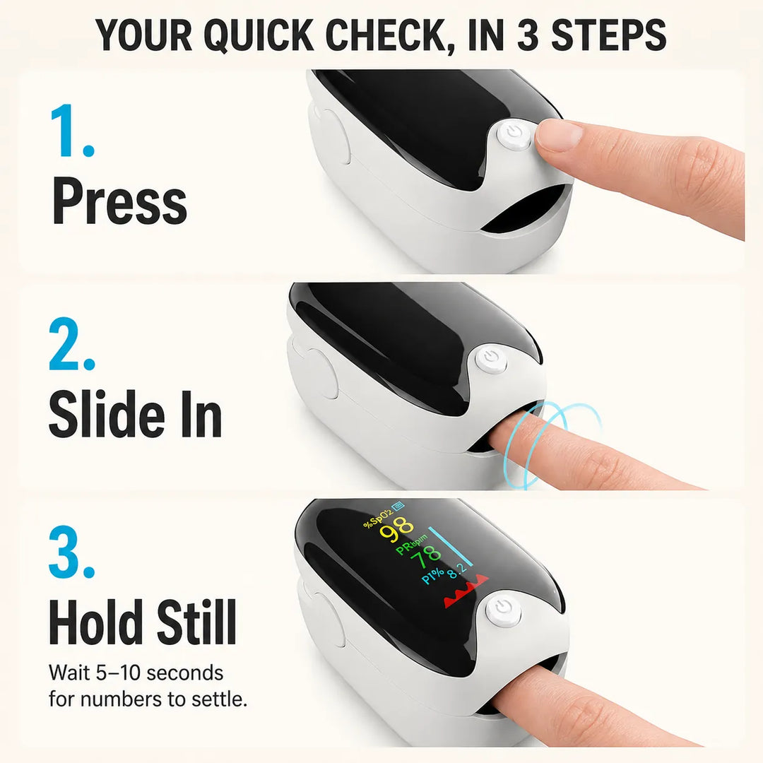 Fingertip Pulse Oximeter — Quick SpO2 &amp; Heart Rate at Home