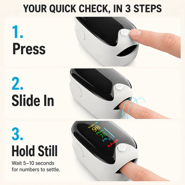 Fingertip Pulse Oximeter — Quick SpO2 &amp; Heart Rate at Home