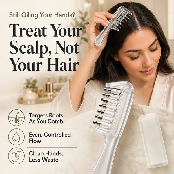 Scalp Applicator Comb with Roller Balls for Even Oil Application