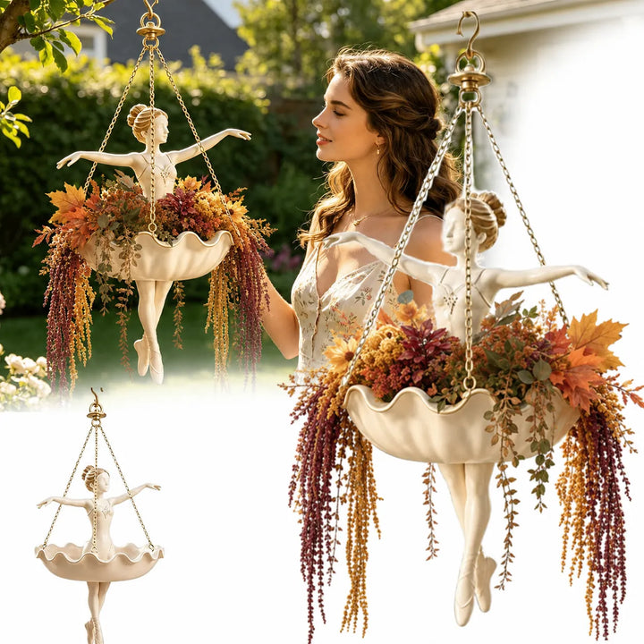 Ballet Dancer Hanging Planter - Resin Wall Hanging Pot