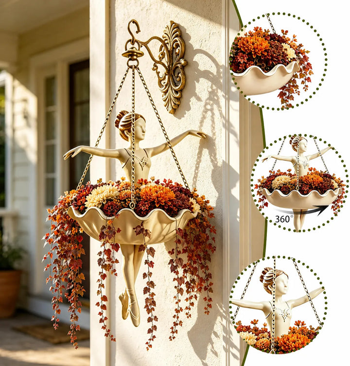 Ballet Dancer Hanging Planter - Resin Wall Hanging Pot