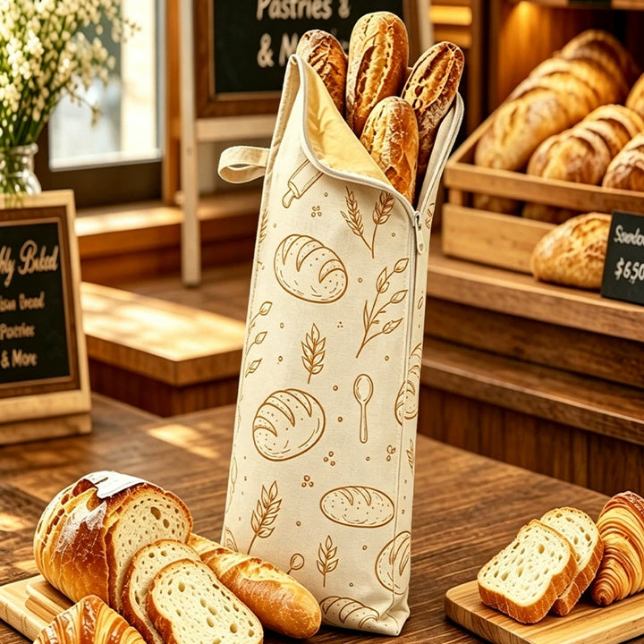 Beeswax Bread Storage Bags - Reusable Cotton Zipper Bags