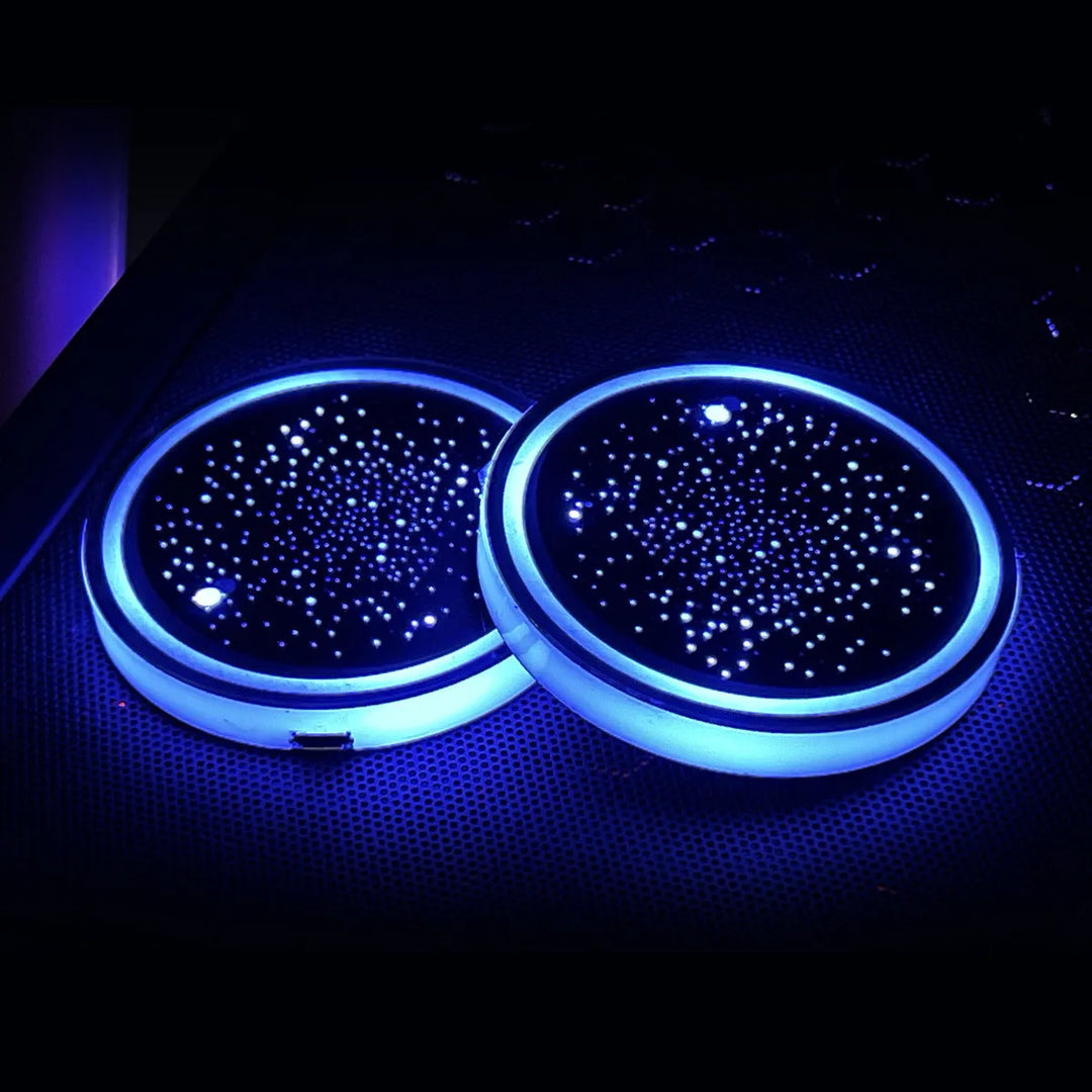 2PCS LED Car Cup Holder Coasters | Auto Sensor for Night Driving Safety