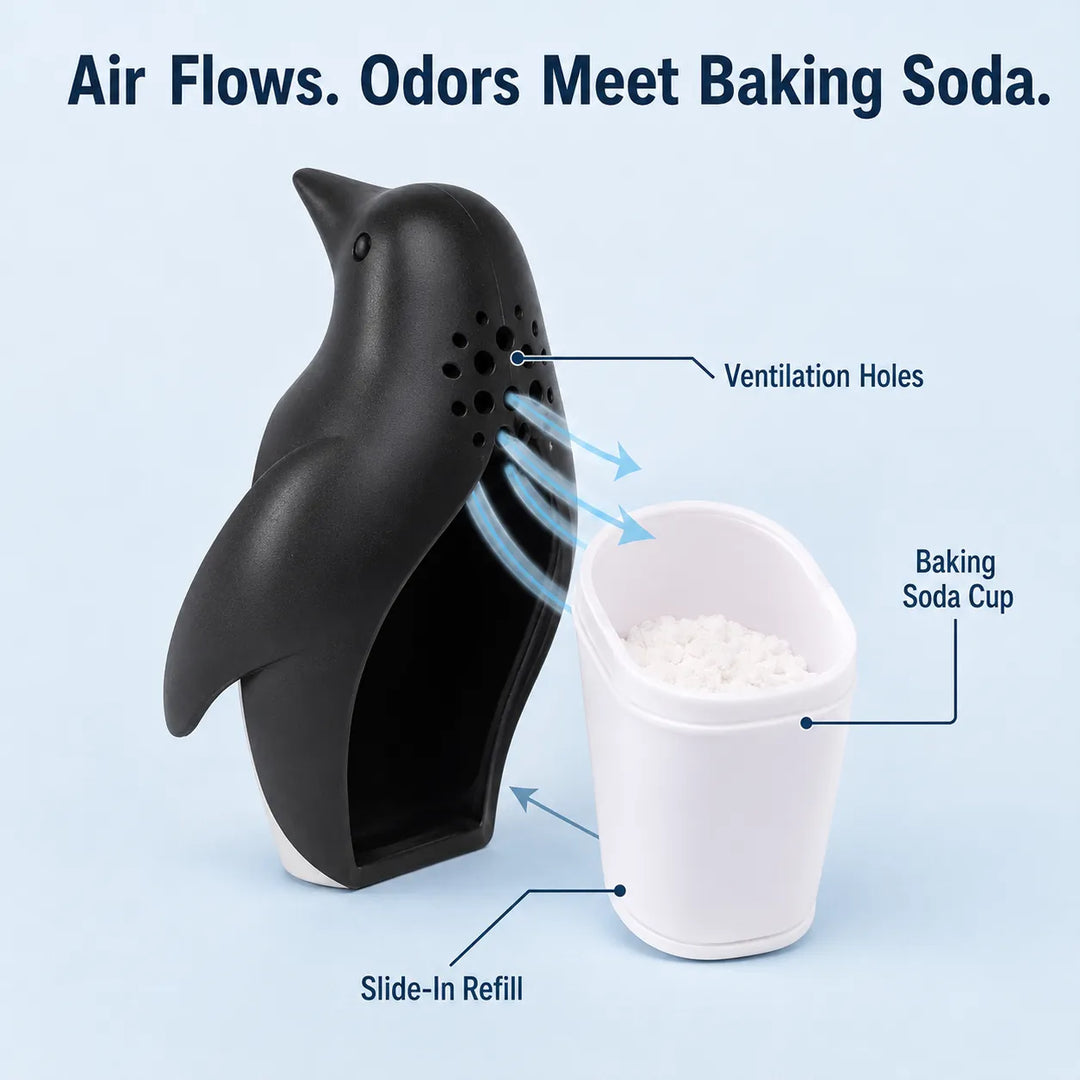 Refillable baking soda cup and ventilation design