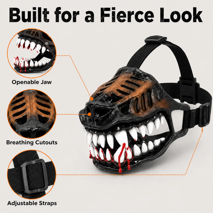 Openable jaw breathing cutouts and adjustable straps
