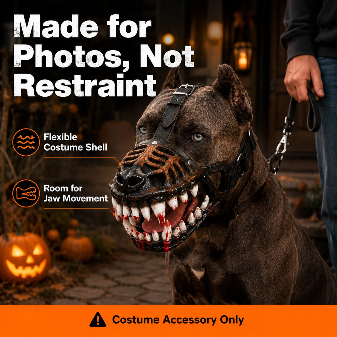Dog skull muzzle costume accessory for photos