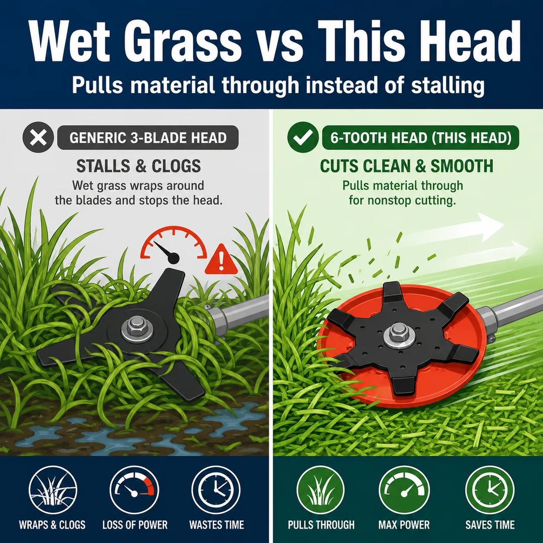 6-Tooth Brush Cutter Head for Paddy &amp; Dry Field — 26/28mm Manganese Steel