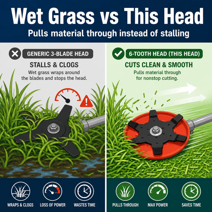 6-Tooth Brush Cutter Head for Paddy &amp; Dry Field — 26/28mm Manganese Steel