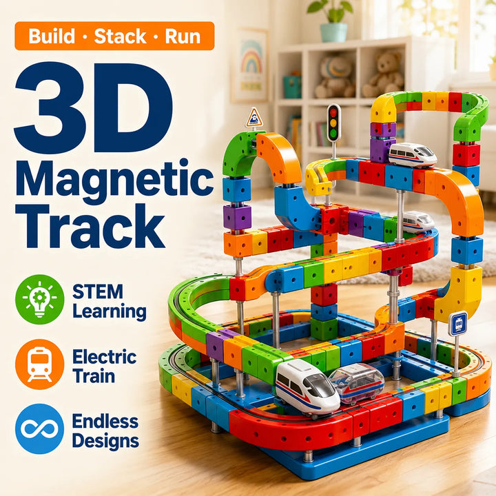 3D Magnetic Track Building Blocks — STEM Electric Train Set