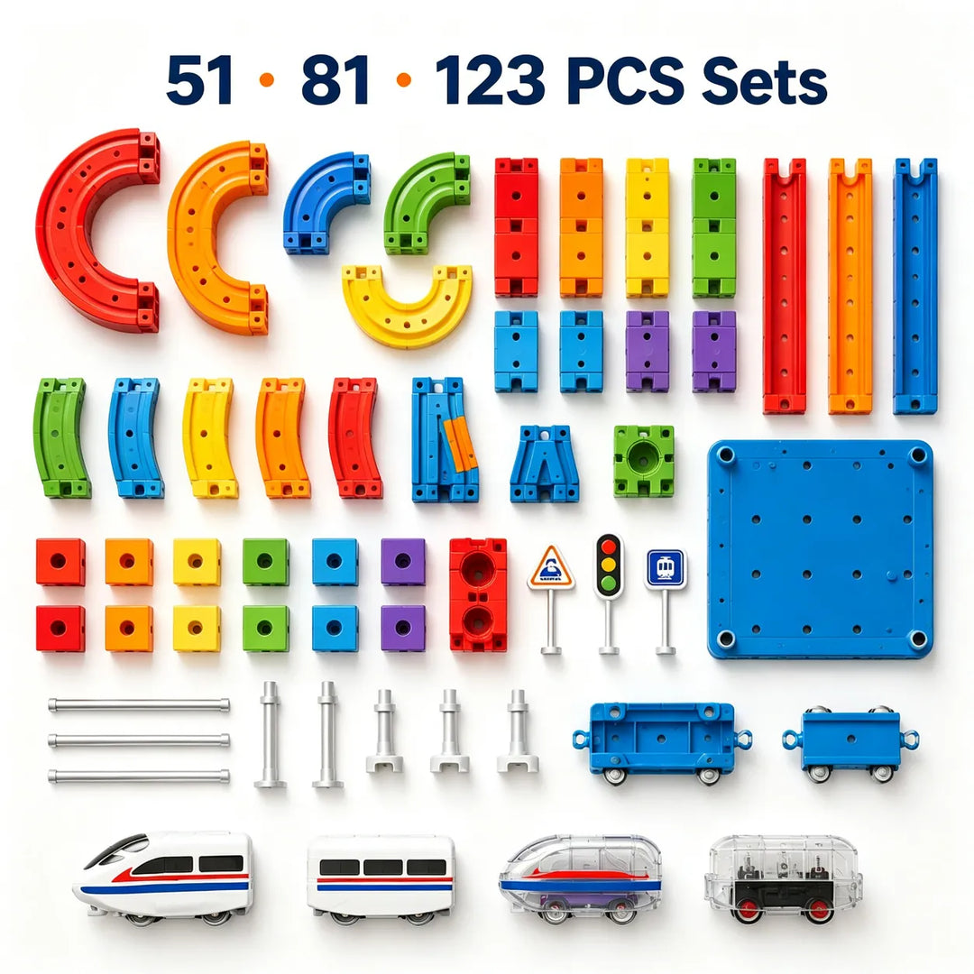 3D Magnetic Track Building Blocks — STEM Electric Train Set