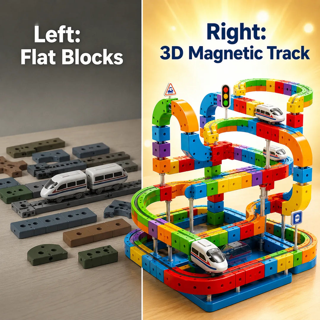 3D Magnetic Track Building Blocks — STEM Electric Train Set