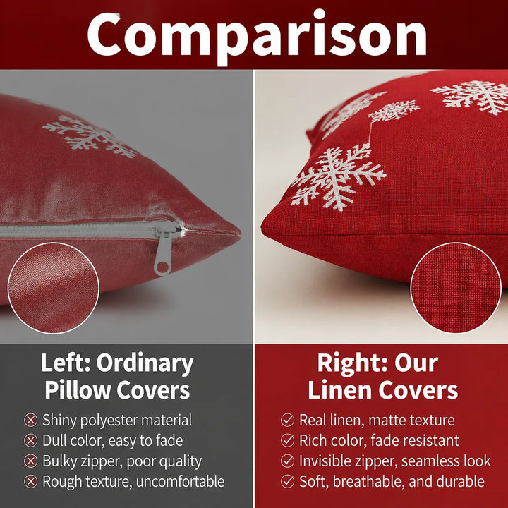4Pcs-Christmas Throw Pillow Covers —  Linen Cushion Cases