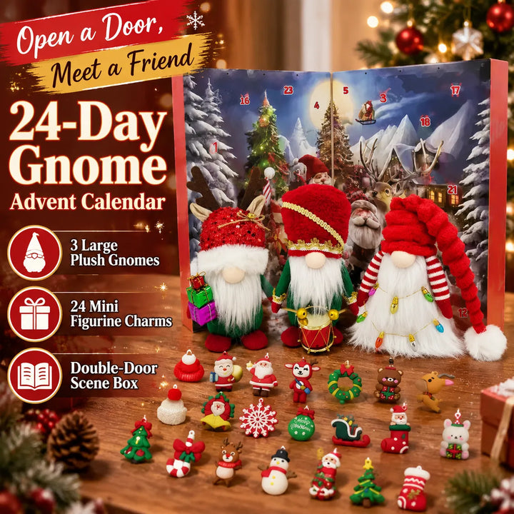 Christmas Gnome Blind Box Advent Calendar — 3 Plush Gnomes &amp; 24 Charms