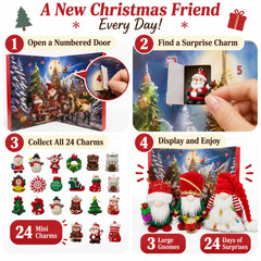 Christmas Gnome Blind Box Advent Calendar — 3 Plush Gnomes &amp; 24 Charms