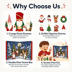 Christmas Gnome Blind Box Advent Calendar — 3 Plush Gnomes &amp; 24 Charms