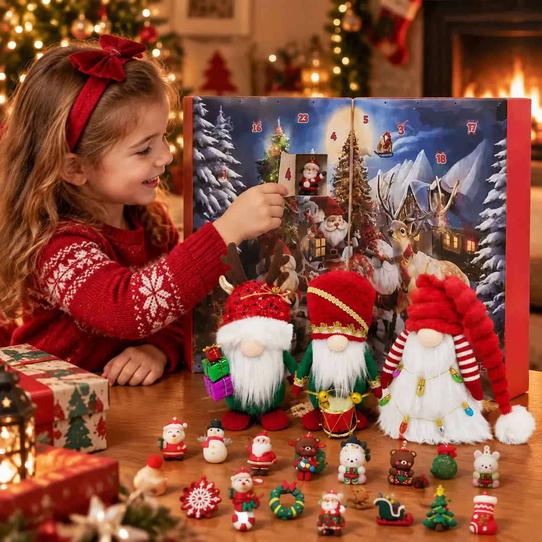 Christmas Gnome Blind Box Advent Calendar — 3 Plush Gnomes &amp; 24 Charms