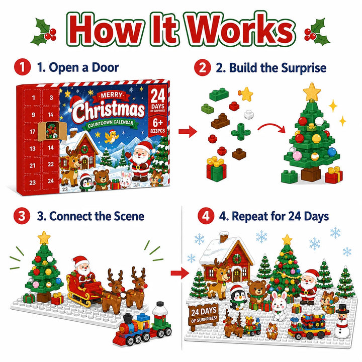24-Day Christmas Building Block Blind Box — 833Pcs Advent Calendar