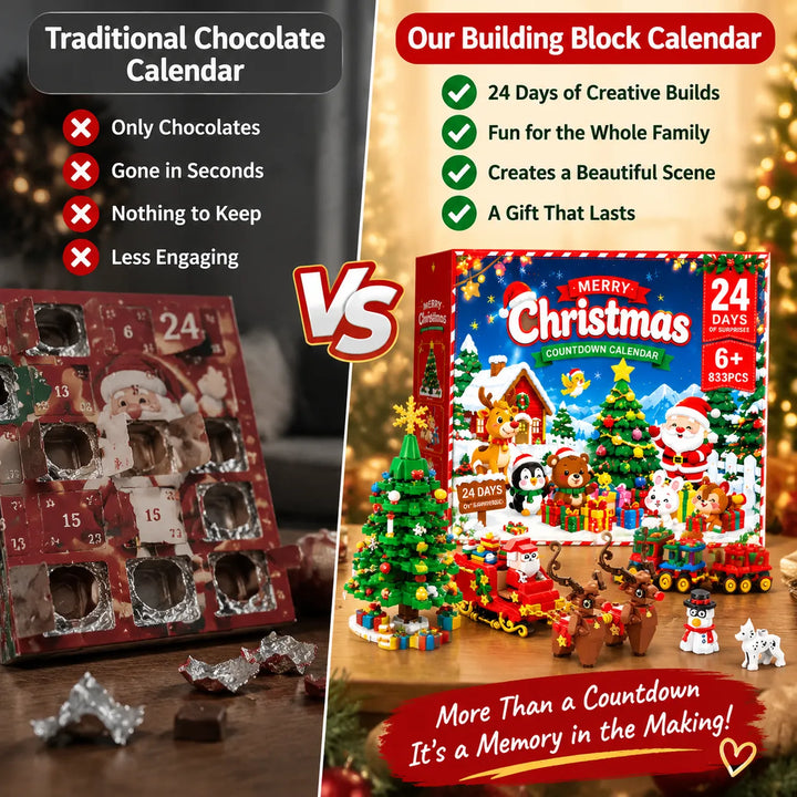 24-Day Christmas Building Block Blind Box — 833Pcs Advent Calendar