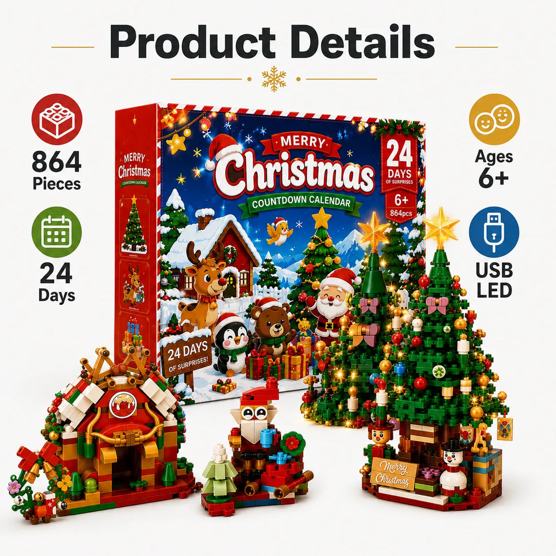 Christmas Tree Blind Box Advent Calendar — 864Pcs with USB LED Lights