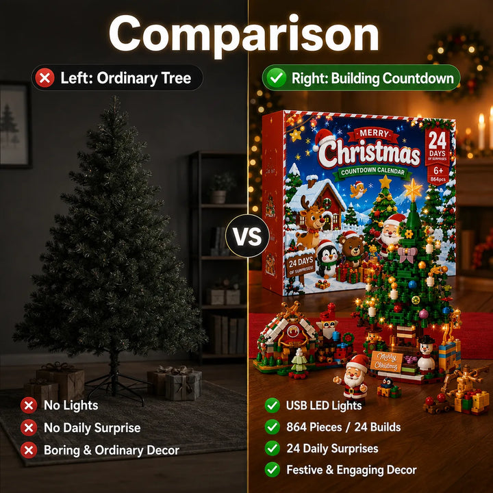 Christmas Tree Blind Box Advent Calendar — 864Pcs with USB LED Lights