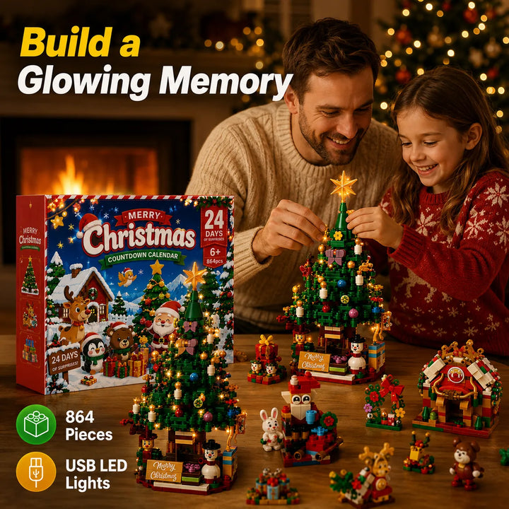 Christmas Tree Blind Box Advent Calendar — 864Pcs with USB LED Lights