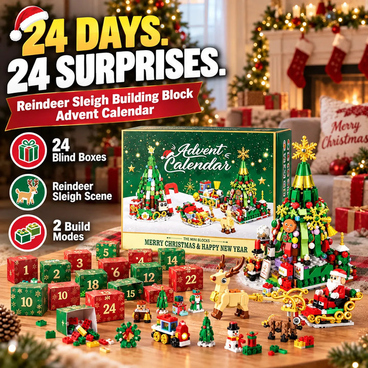 24-Day Reindeer Sleigh Building Block Blind Box Advent Calendar