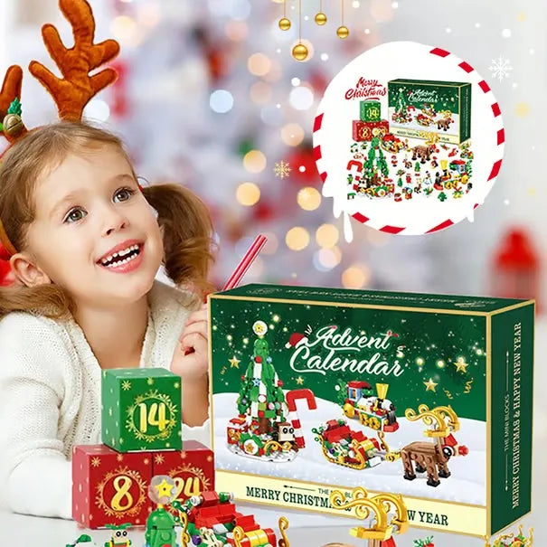24-Day Reindeer Sleigh Building Block Blind Box Advent Calendar