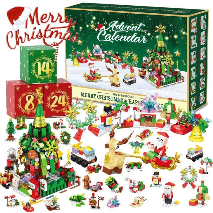 24-Day Reindeer Sleigh Building Block Blind Box Advent Calendar