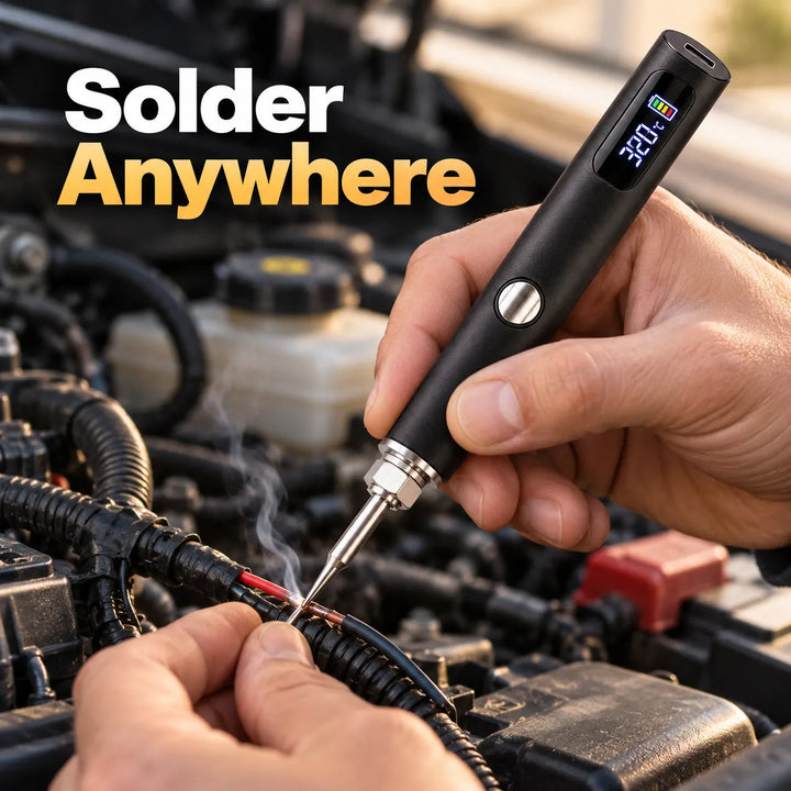 Velloraco cordless soldering pen: 8s heat, 3 modes, USB-C.