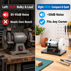 Mini Bench Grinder 7-Speed Dual Wheels + Buffing Pad for Knives &amp; More