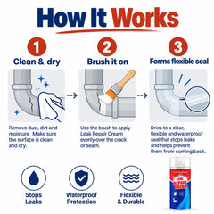 Leak Repair Cream with Brush — Waterproof Sealant for Cracks &amp; Leaks