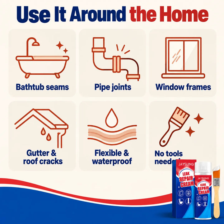 Leak Repair Cream with Brush — Waterproof Sealant for Cracks &amp; Leaks