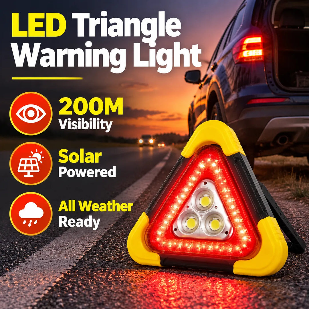 3-IN-1 Solar Emergency Triangle – 4 Modes, Power Bank, 200M Visible