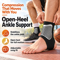 Open-Heel Ankle Support Wrap – Adjustable Compression for Sports