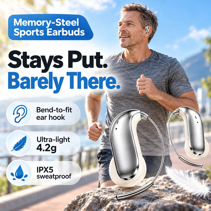 Memory-Steel Wire Sports Earbuds – 4.2g Ultra-Light, IPX5, BT 6.0