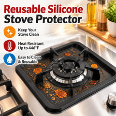 Reusable Silicone Gas Stove Protector Mat, Cut-to-Fit Burner Pad